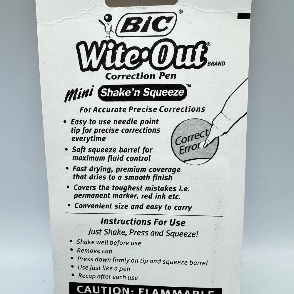 Vintage Bic Wite Out Shake N Squeeze Correction Pens 2 Pack New Sealed